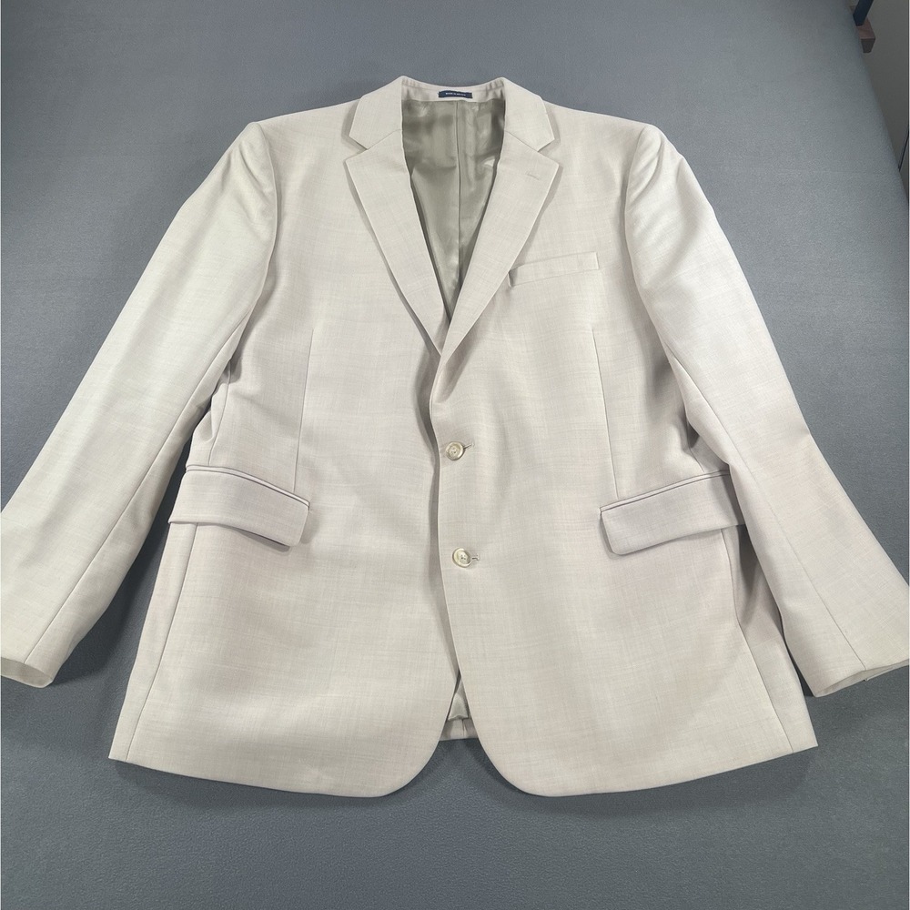 Stafford Slim Fit Super Suit Men 48L Notch Lapel Beige Blazer Jacket STF911